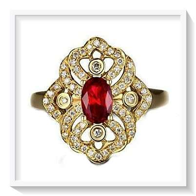Exquisite 18k Gold plated Openwork simulated Ruby Ring Size 6