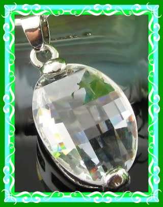 Lovely chunky simulated white topaz 18mm Oval cut Pendant