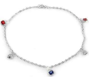 Stylish anklet with 1.00ctw genuine crystals and CZ`s
