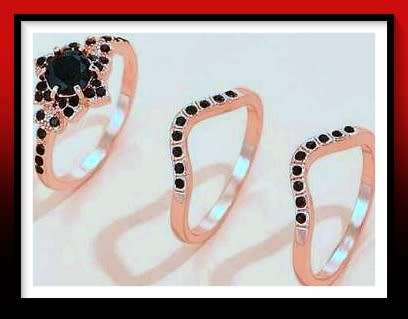 Beautiful 3 piece simulated black sapphire wedding set Size: 11