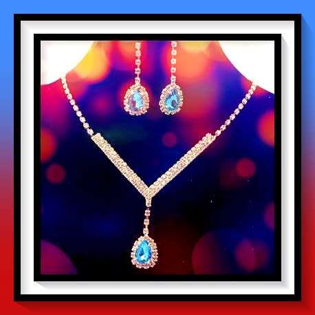 Perfect simulated topaz necklace and earring set