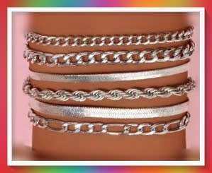Awesome Stylish 6pcs set Bracelets Silvertone