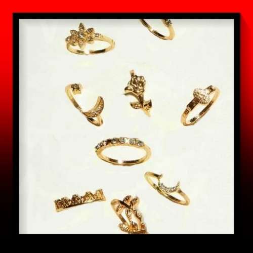 Lovely Rhinestone Moon Rings (9pc)