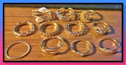 Ravishing Rhinestone and faux pearl design ring set 11pcs