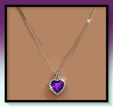 Gorgeous Purple Gemstone Heart Shaped Pendant Necklace