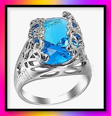 Dashing sky blue topaz simulant Ring size 8