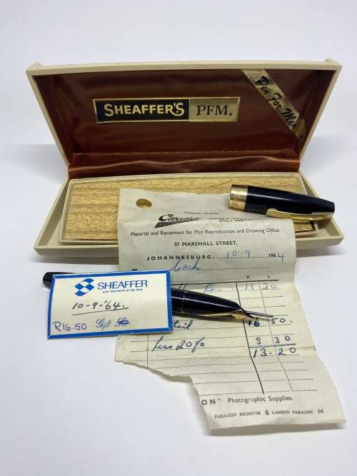 Vintage Sheaffer PFM III Fountain Pen with originnal box and reciept. Engraved