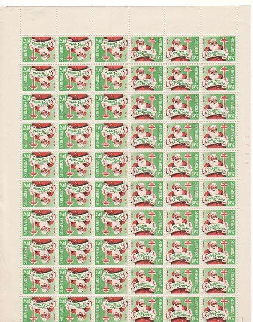 1957 Complete sheet of X/Mas seal's.