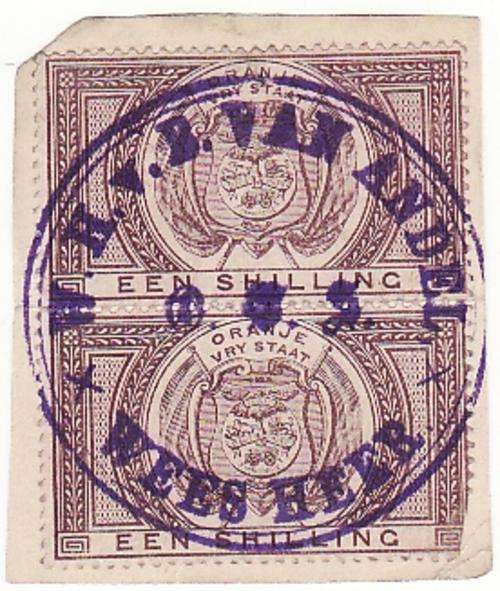 1878-84 Revenues - 1/- pair on piece.
