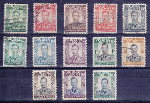 SOUTHERN RHODESIA KGV1 1937 DEFINITIVE SET SACC 42-54 USED  CV=R425