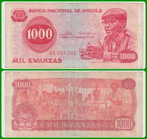 ANGOLA - 1976 - 1000 KWANZAS - PIC# 113a - F/VF NOTE - (BB231..)