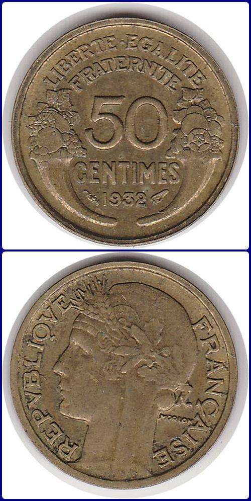 FRANCE - 1932 - 50 CENTIMES - VF COIN