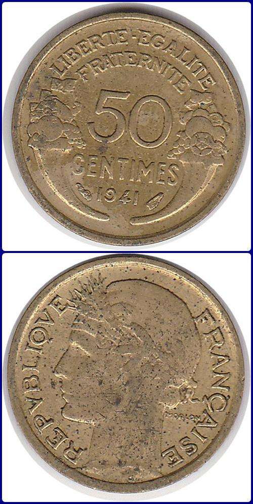 FRANCE - 1941 - 50 CENTIMES - F/VF COIN