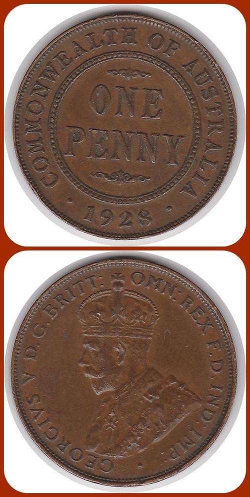 AUSTRALIA - 1928 - ONE PENNY - VF/XF COIN