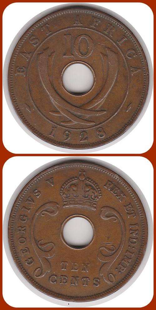 EAST AFRICA - 1928 - 10 CENTS - F/VF COIN