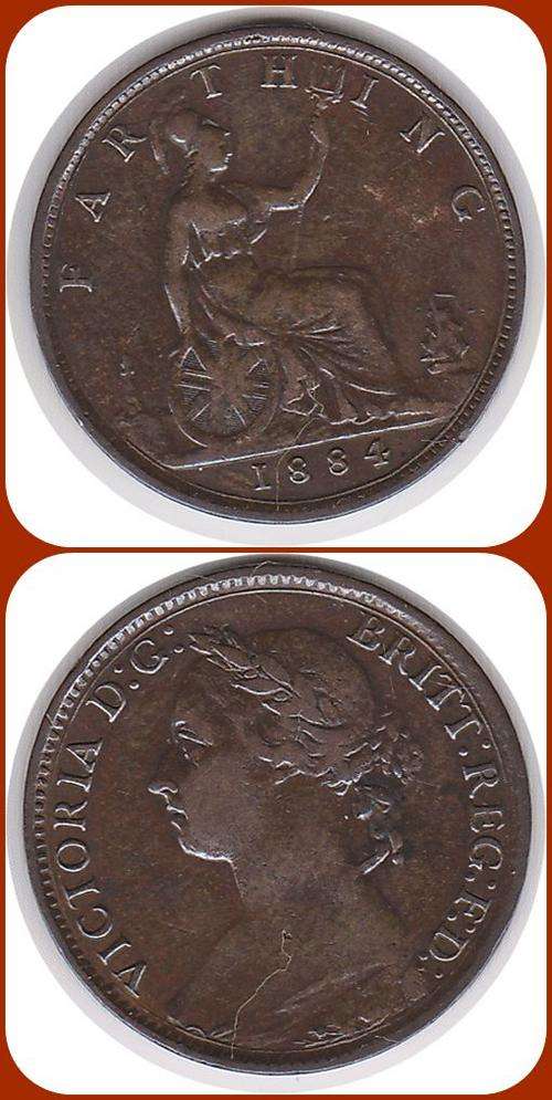 GREAT BRITAIN - 1884 - FARTHING - F COIN