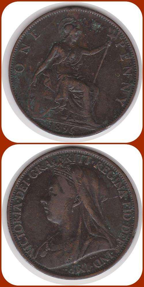 GREAT BRITAIN - 1896 - PENNY - F COIN