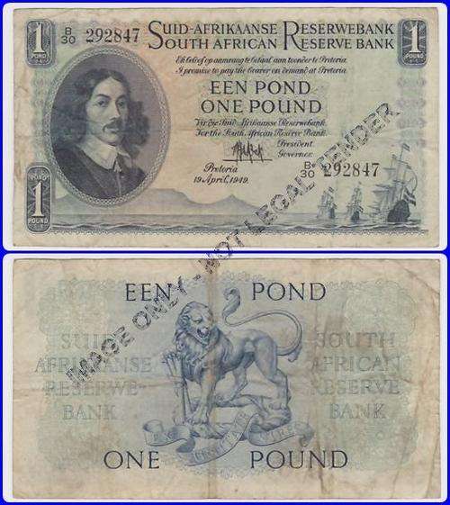 MH DE KOCK - 2ND ISSUE - ONE POUND (B29-B39 THIN) - F/VF NOTE - SER#: B30 292847