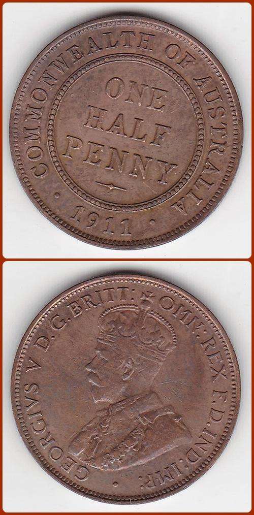 AUSTRALIA - 1911 - HALF PENNY - VF COIN