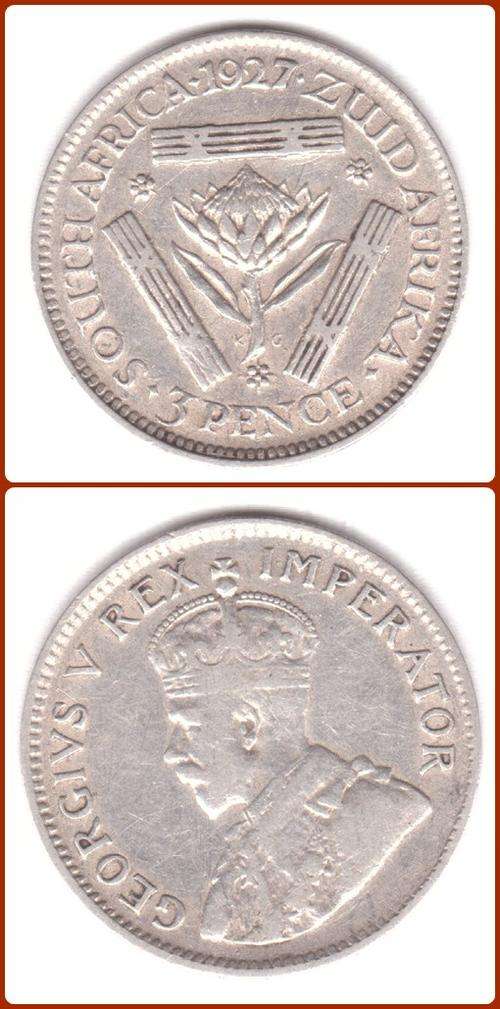 UNION - 1927 - 3 PENCE - TICKEY - VG/F COIN