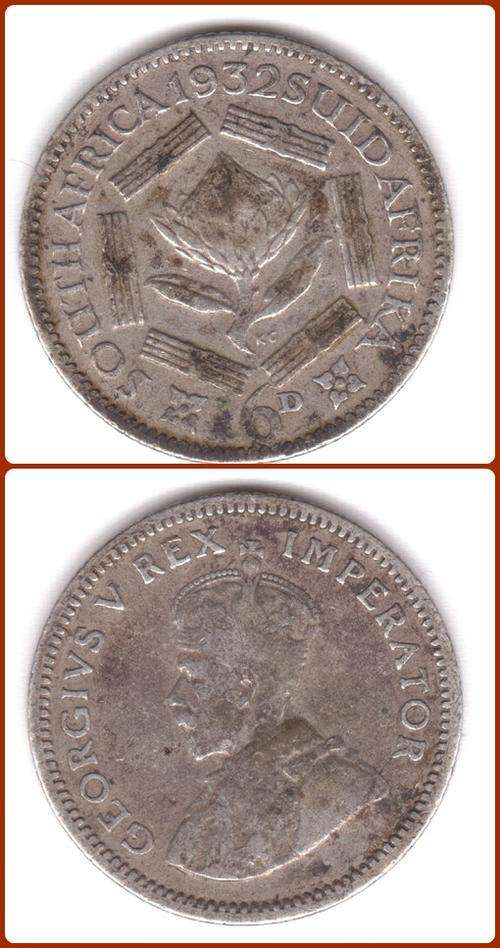 UNION - 1932 - 6 PENCE - SIXPENCE - VG COIN
