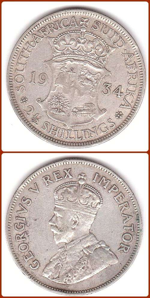 UNION - 1934 - HALF CROWN - 2 1/2 SHILLINGS - F COIN