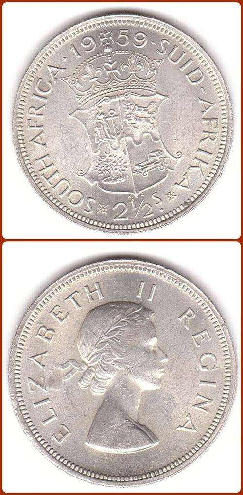 UNION - 1959 - HALF CROWN - 2 1/2 SHILLINGS - XF/UNC COIN - MINTAGE 46000