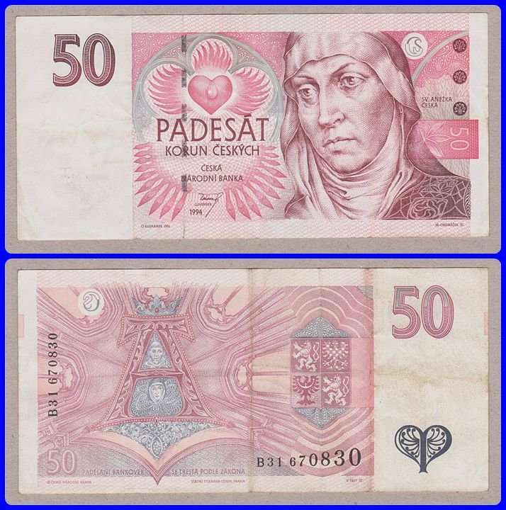 CZECH REPUBLIC - 1994 - 50 KORUN - PIC# 11 - VF NOTE - SER# B31 670830
