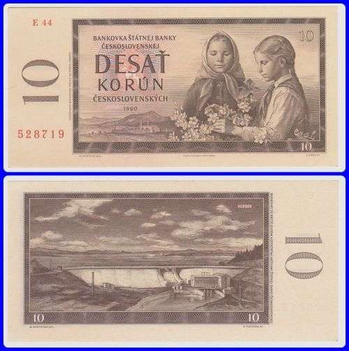 CZECHOSLOVAKIA - 1960 - 10 KORUN - KM# 88b - XF NOTE - SER# 528719