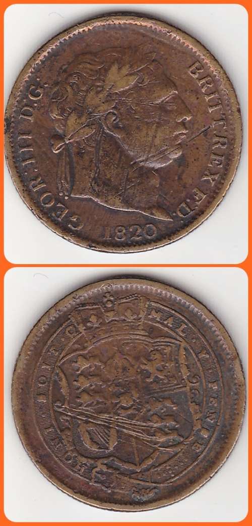 GREAT BRITAIN - 1820 - 1 SHILLING - VG COIN - ?(5.6552g 0.925 SILVER) ?COLOUR