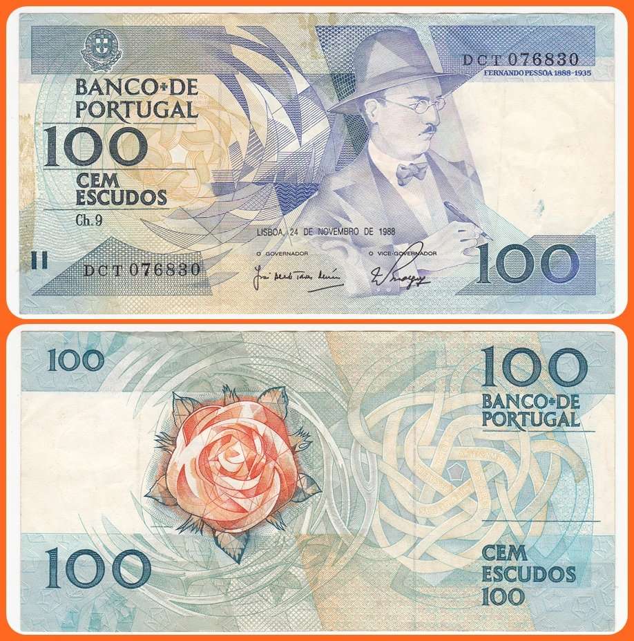 PORTUGAL - 1988 - 100 ESCUDOS - PIC# 179f - VF NOTE - SER# DCT076830