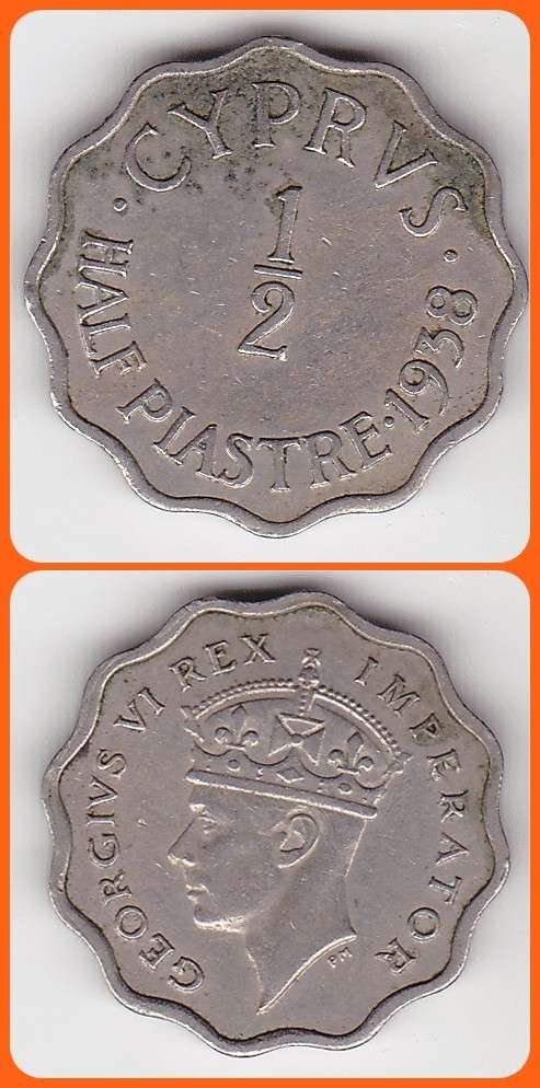 CYPRUS - 1938 - 1/2 PIASTRE - KM# 22 - F/VF COIN