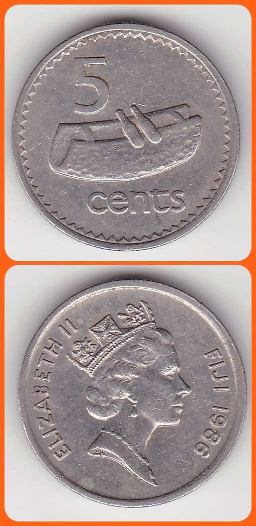 FIJI ISLANDS - 1986 - 5 CENTS - KM# 51 - VF/XF COIN