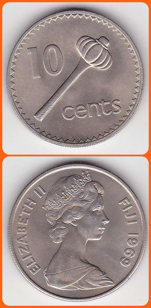 FIJI ISLANDS - 1969 - 10 CENTS - KM# 30 - XF/UNC COIN