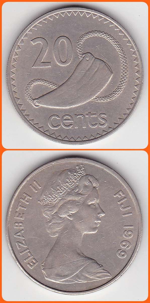 FIJI ISLANDS - 1969 - 20 CENTS - KM# 31 - VF COIN