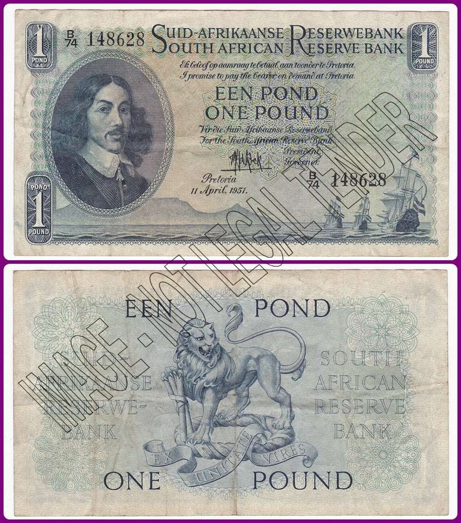 MH DE KOCK - 2ND ISSUE - MELANINE - 1951 - ONE POUND - F/VF NOTE - B/74 148628