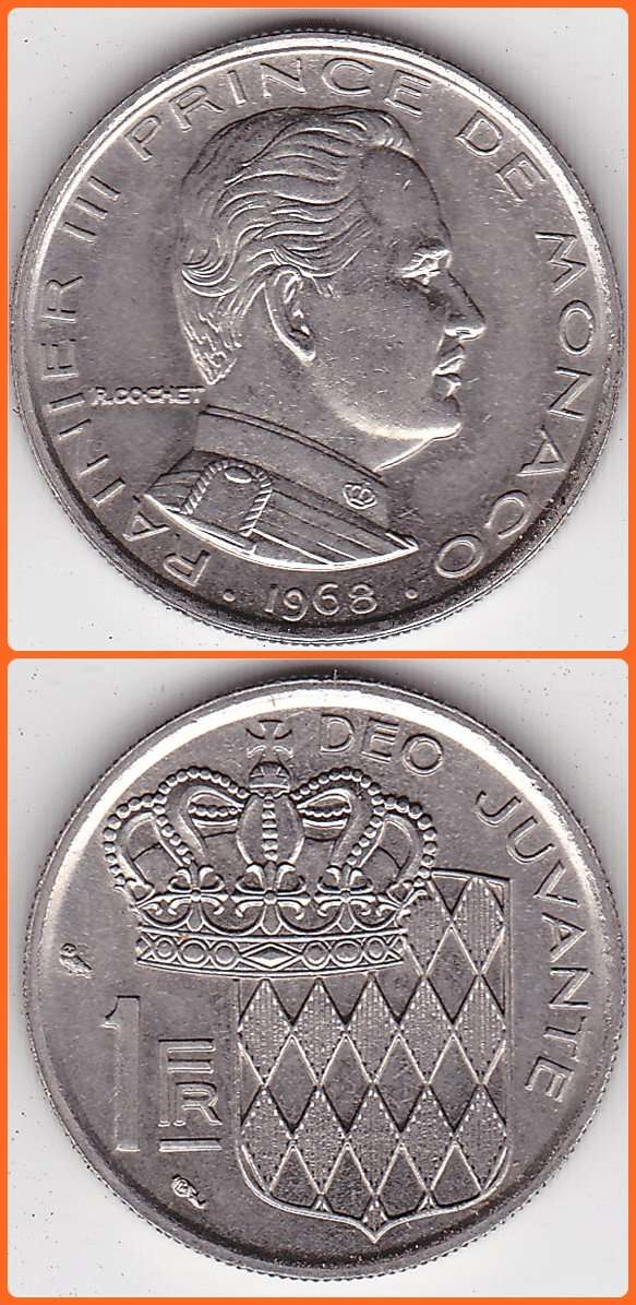 MONACO - 1968 (a) - 1 FRANC - KM# 140