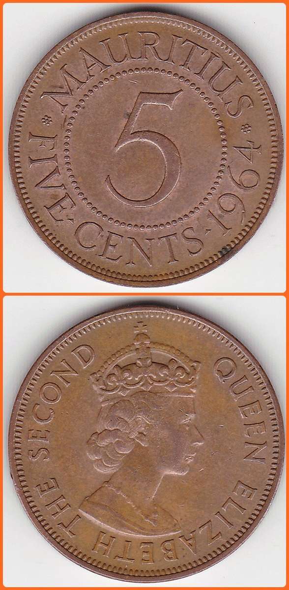 MAURITIUS - 1964 - 5 CENTS - KM# 34
