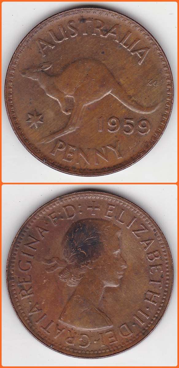 AUSTRALIA (BRITISH) - 1959(m) - 1 PENNY - KM# 56