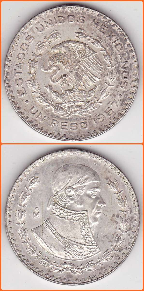 MEXICO - 1967 - 1 PESO - KM# 459 - 16.0g 0.100 SILVER