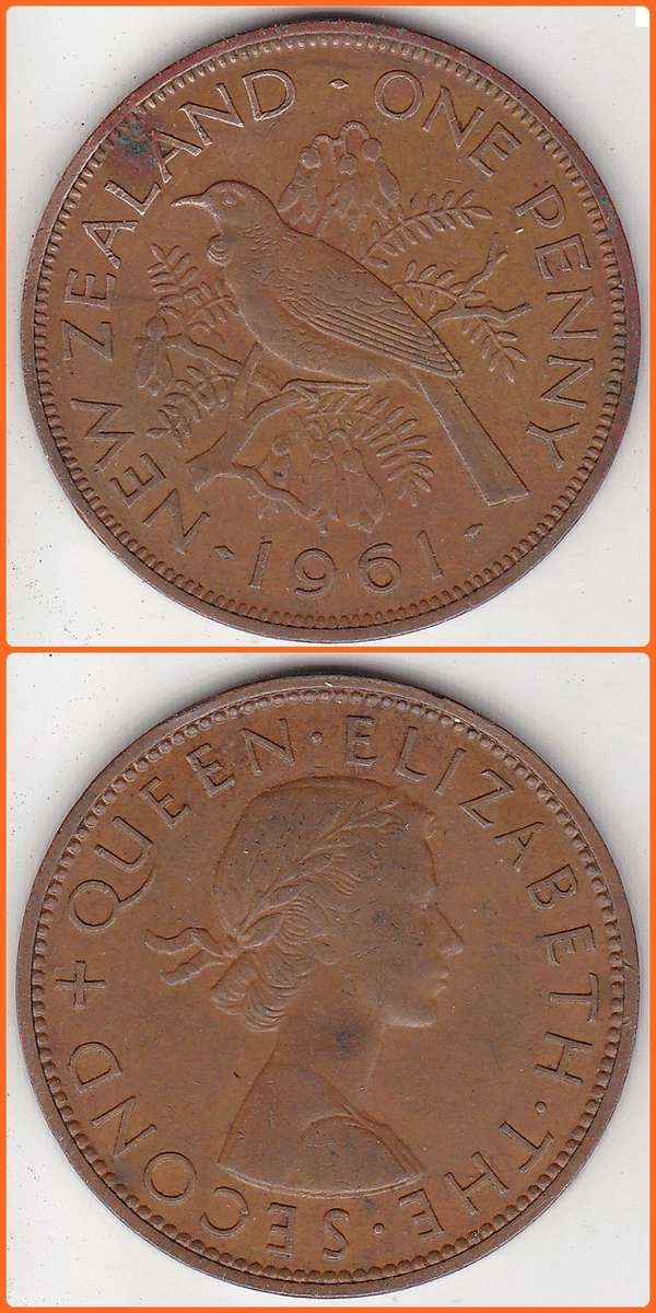 NEW ZEALAND - 1961 - 1 PENNY - KM# 24.2 - VF COIN