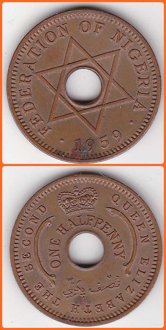 NIGERIA - 1959 - 1/2 PENNY - KM# 1 - XF COIN