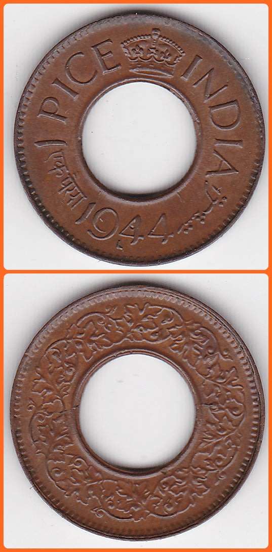 INDIA (BRITISH) - 1944 L (HC) - 1 PICE - KM# 533