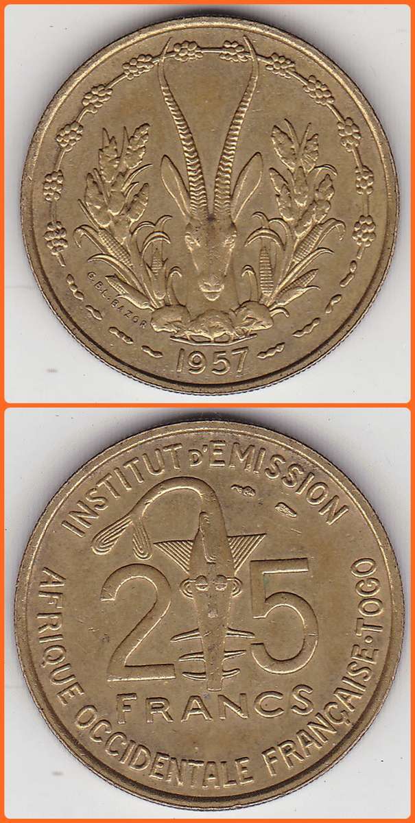 TOGO - 1957(a) - 25 FRANCS - KM# A9