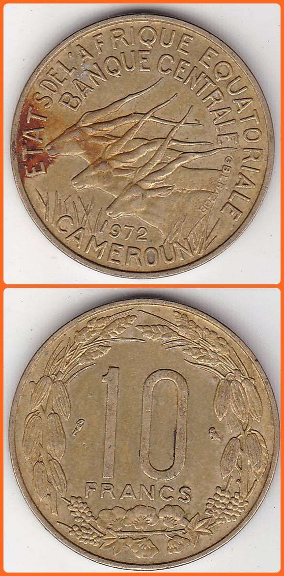 EQUATORIAL AFRICA STATES - 1972(a) - 10 FRANCS - KM# 2a