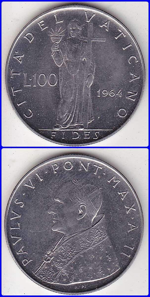 VATICAN CITY - 1964 / II - 100 LIRE - KM# 82.2