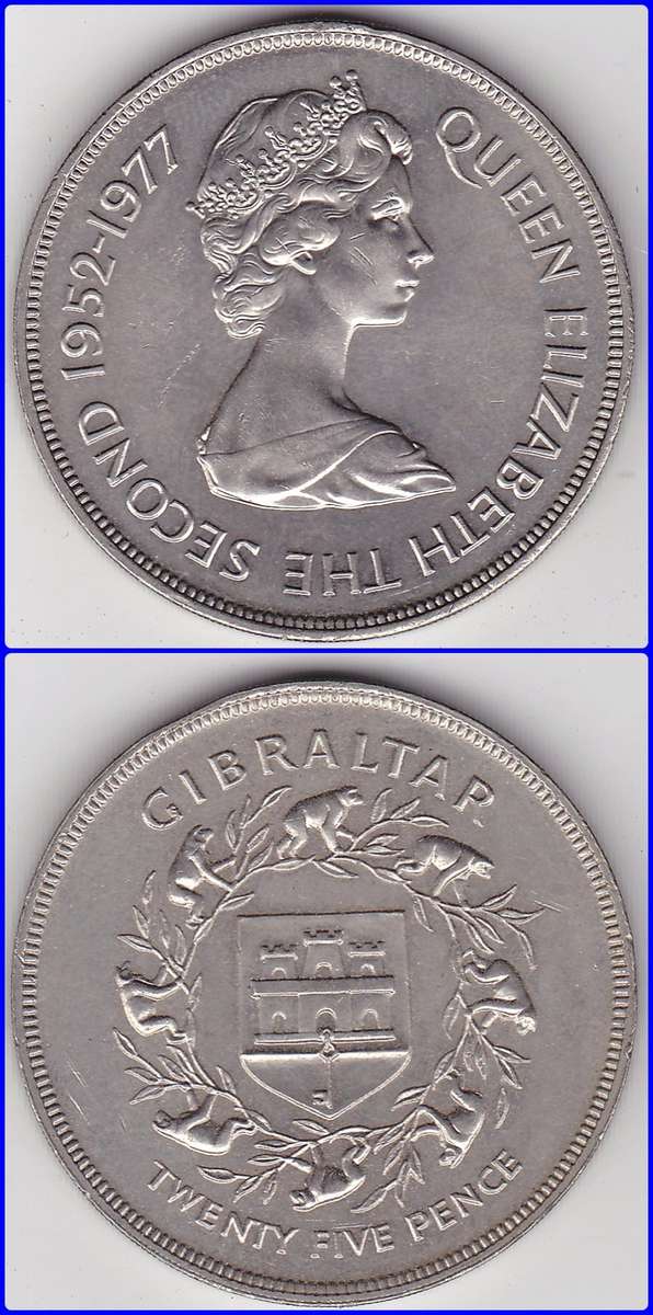 GIBRALTAR - 1977 - 25 NEW PENCE - KM# 10