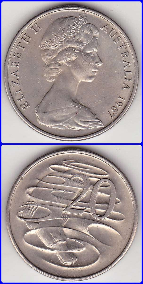 AUSTRALIA - 1966 - 20 CENTS - KM# 66 - XF COIN