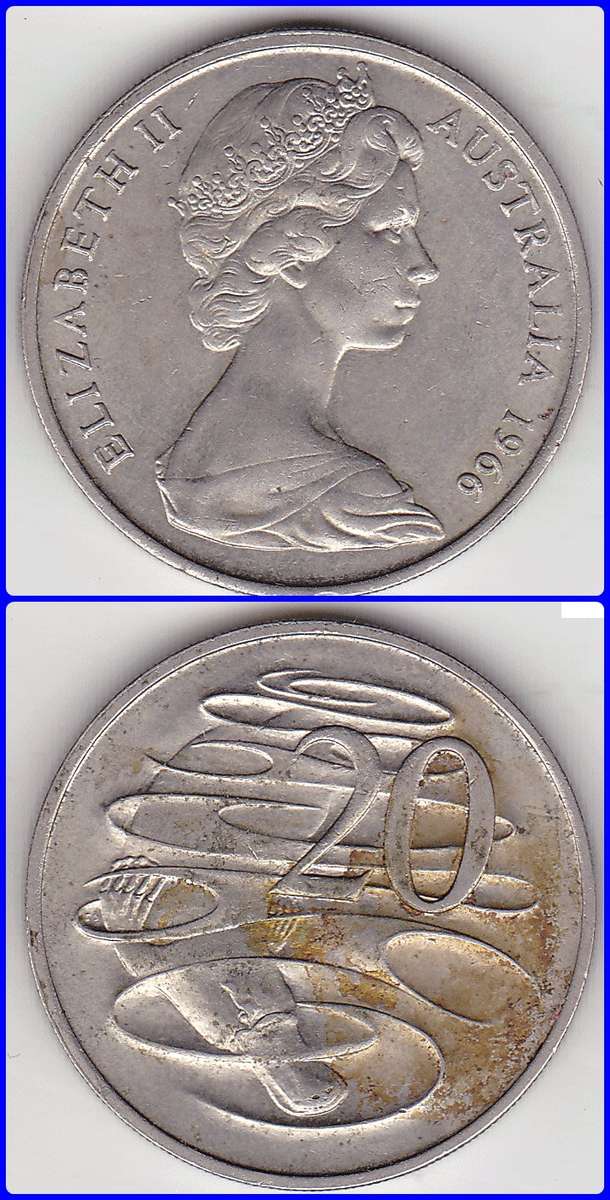 AUSTRALIA - 1967 - 20 CENTS - KM# 66 - XF COIN