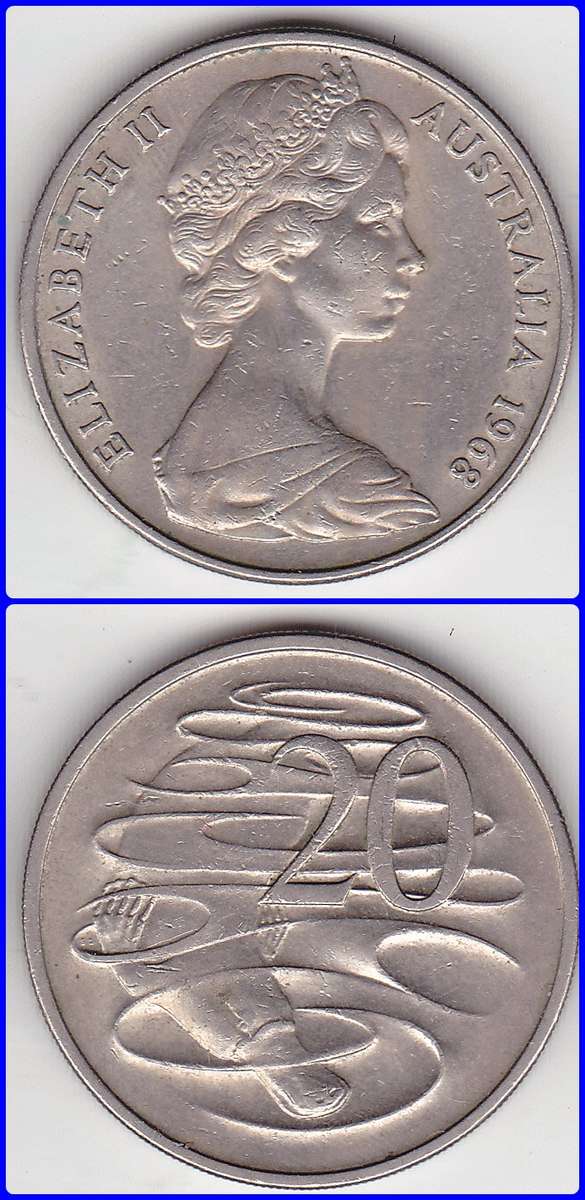 AUSTRALIA - 1968 - 20 CENTS - KM# 66 - VF COIN